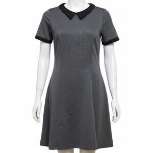 HM Dress 8 Gray Peter Pan Black Collar Grunge Emo Whimsigoth Dark Coquette